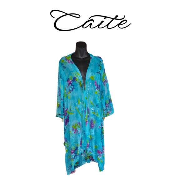 CAITE WOMEN Jackets & Blazers - CAITE WOMEN FLORAL PRINT WITH SEQUINS DUSTER
